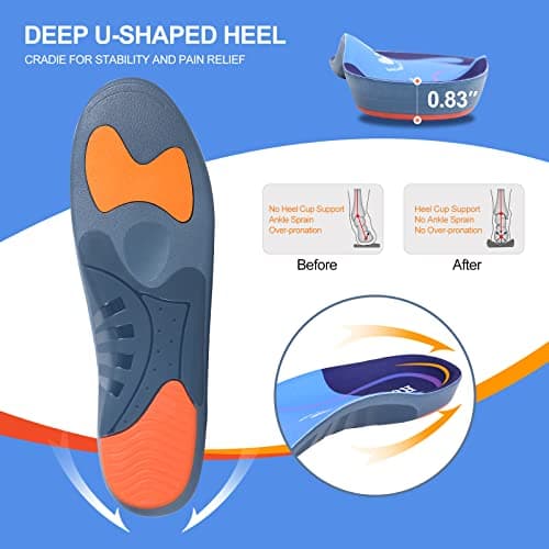 High Arch Support Shoe Insoles for Plantar Fasciitis, Big & Tall Men/Women