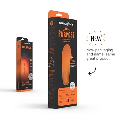 Superfeet All-Purpose High Impact Support Insoles (Orange) - Trim-To-Fit Arch Support Insert