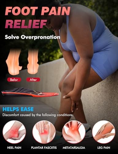 High Arch Support Insoles for Men and Women - Absorb Shock for Flat Feet (XL) 220+ lbs