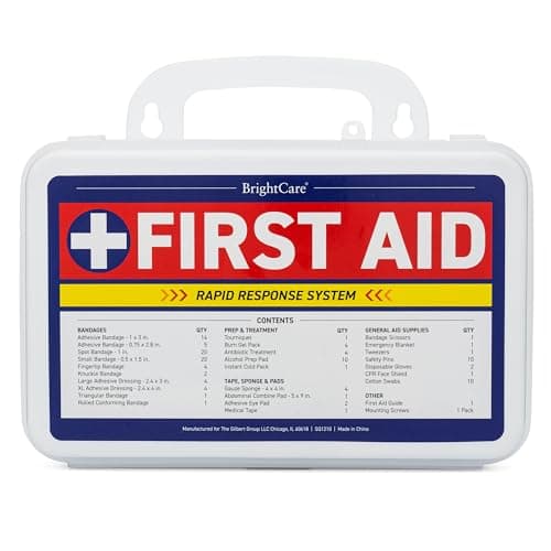 BrightCare Wall Mount First Aid Kit - 130 Pieces, Durable Hard Case