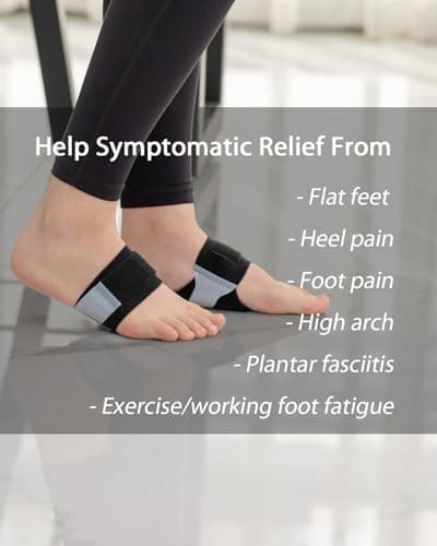 Copper Arch Support Gel Pads for Flat Feet/High Arches, Pain Relief (1 Pair, Black)
