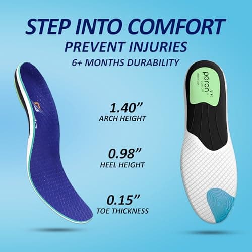 High Arch Support Plantar Fascitis Insoles for Men & Women Anti-Slip Foot Pain Relief Inserts