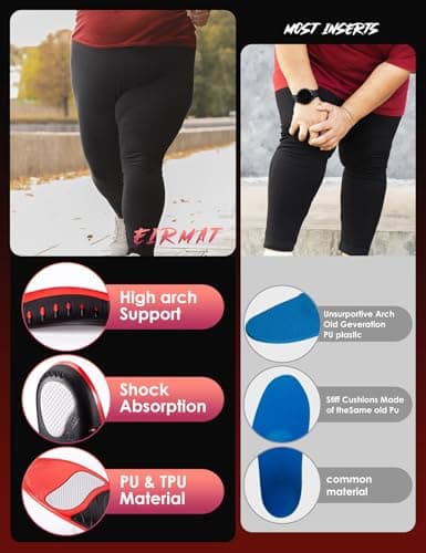 High Arch Support Insoles for Men and Women - Absorb Shock for Flat Feet (XL) 220+ lbs
