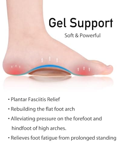 Copper Arch Support Gel Pads for Flat Feet/High Arches, Pain Relief (1 Pair, Black)
