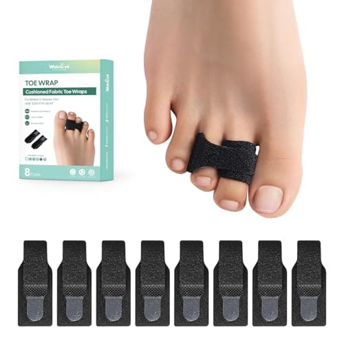Hammer Toe Straightener - 8 Pack of Splints for Overlapping, Crooked, Curled, and Bent Toes (Black, Large)