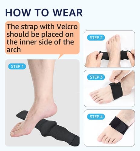 HiRui Adjustable Arch Supports (Pair) for Plantar Fasciitis, Flat Feet, High & Fallen Arches, Black