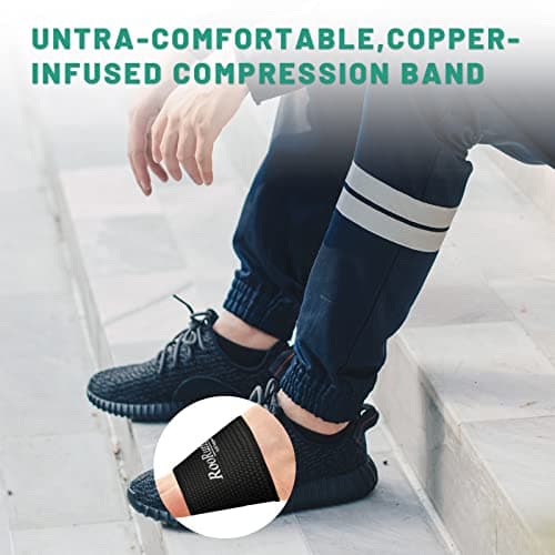 RooRuns Copper Arch Support Sleeves for Flat Feet, Heel Spurs, Fallen Arches, Plantar Fasciitis (2 Pairs)