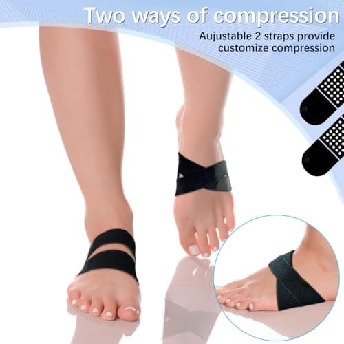 Unisex Arch Support Bands for Fallen Arches & Flat Feet (Black, 1 Pair)