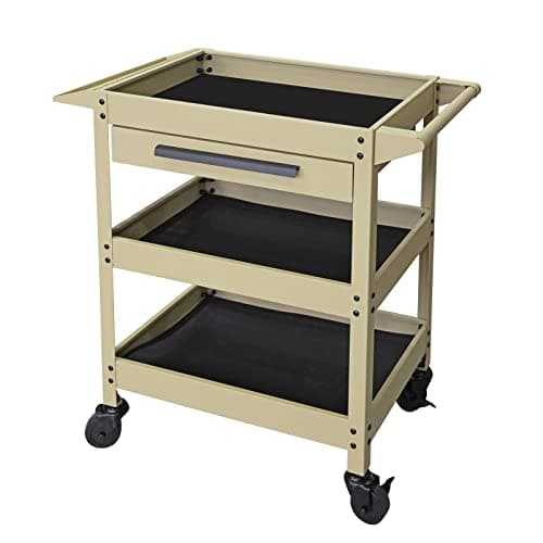 Torin APTC302B Red Steel Tool Cart with 3 Shelves, 200 lbs Capacity — Yellow