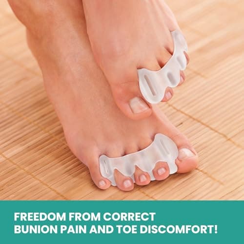 Welnove Adjustable Toe Separators - Relieve Pain, Correct Bunions & Hammertoes (2 Pairs, Gift Box)