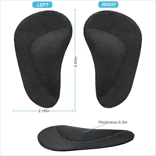 Black Gel Arch Support Insoles for Flat Feet and Plantar Fasciitis