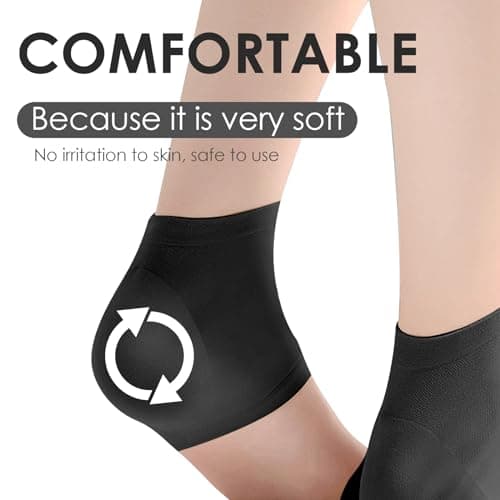Achilles Tendon Heel Protectors, Compression Gel Socks for Bursitis Tendonitis (Black)