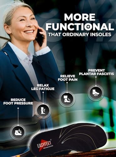 High Arch Support Insoles for Plantar Fasciitis - Odor Control & All Day Comfort