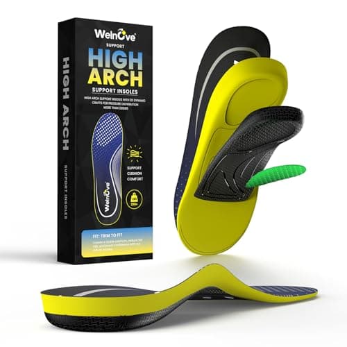 Welnove High Arch Support Orthotics Insoles - Plantar Fasciitis Pain Relief for Flat Feet, Heel Spurs & All-Day Standing — Yellow