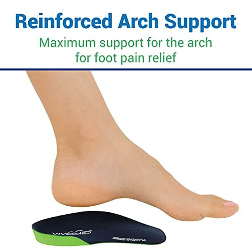 VIVEsole 3/4 Insoles for Flat Feet, Arch Support - Pain Relief for Plantar Fasciitis, Fatigue, and Back Pain