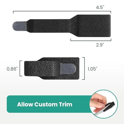 Hammer Toe Straightener - 8 Pack of Splints for Overlapping, Crooked, Curled, and Bent Toes (Black, Large)