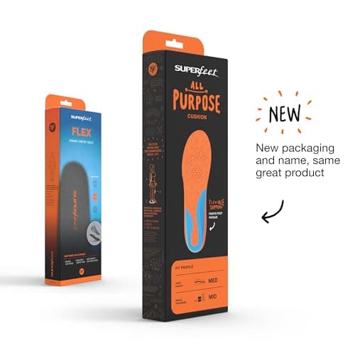 Superfeet Trim-To-Fit Medium Arch Support Insoles for Men's & Women's Workout Shoes