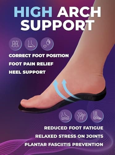 Anti-Fatigue Plantar Fasciitis Shoe Insoles - High Arch Support & Orthotics for Men & Women