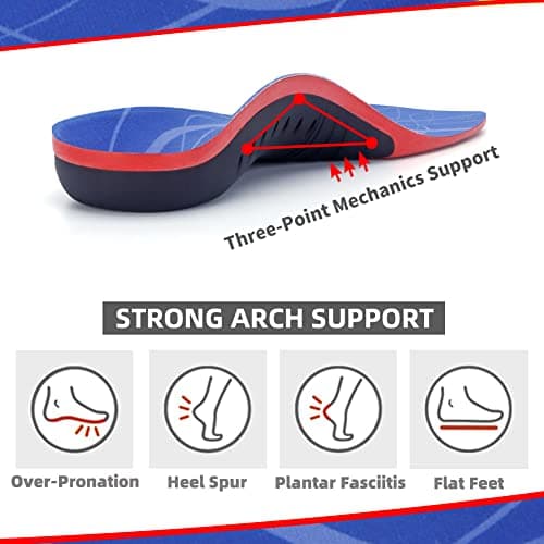 Plantar Fasciitis Insoles for Women and Men - High Arch Support - Foot Pain Relief - Heavy Duty Support