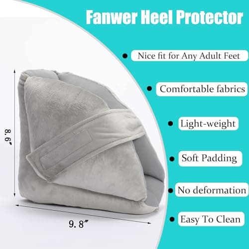 Fanwer Heel Protectors for Pressure Sores - Bedsores Relief, 2 Pcs, Gray