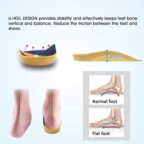 RooRuns High Arch Support Insoles, Plantar Fasciitis Relief, Metatarsal Pads, Flat Feet Relief, Heel Pain S