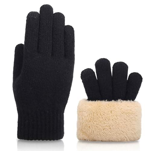 Thermal Gloves for Men and Women: Touchscreen-Compatible for Running, Driving, and Hiking — Black