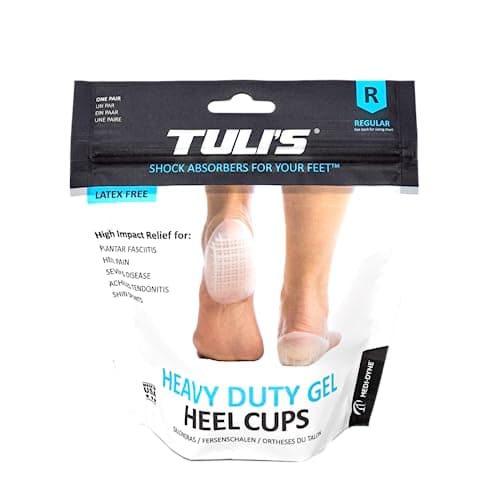 Tuli's Heavy Duty Gel Heel Cups for Shock Absorption, Made in USA