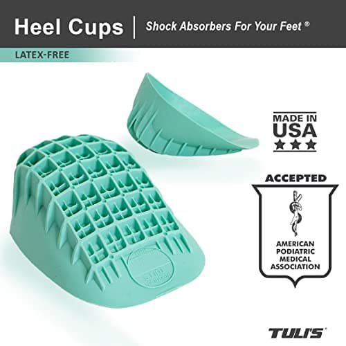Tuli Heavy Duty Heel Cups for Shock Absorption, Plantar Fasciitis, USA Made