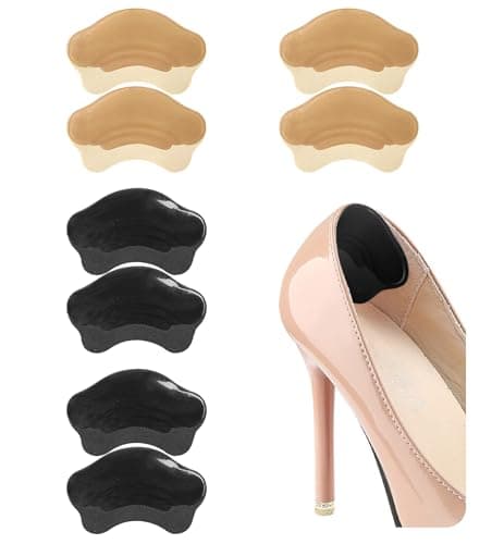 HiRui Gel Heel Cushions - Prevent Pain, Blisters & Rubbing (4 Pairs: Black) — 4pairs:2black, 2beige