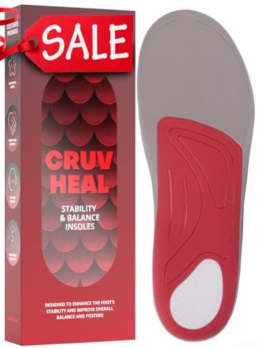 High Arch Support Insoles for Men & Women - Plantar Fasciitis Relief - Boot Work Shoes (S, Black) — Red