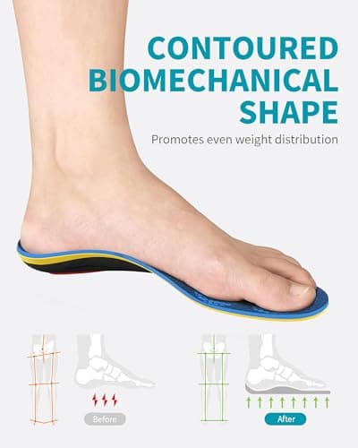 WalkHero Heavy Duty Pain Relief Shoe Inserts, Glacial Blue (Mens 9-9.5 | Womens 11-11.5)