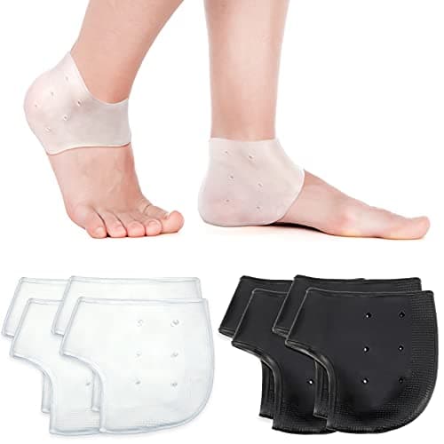 Gel Heel Protectors for Plantar Fasciitis Relief (White) — White, Black