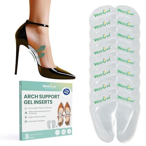 Welnove Gel Arch Support Insoles for Flat Feet - Plantar Fasciitis Pain Relief, Men & Women — Clear
