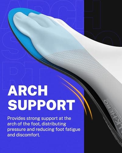 Walkhero High Arch Support Insoles, Blue, Relieve Plantar Fasciitis and Foot Fatigue (Men's 6-6 1/2 | Women's 8-8 1/2)