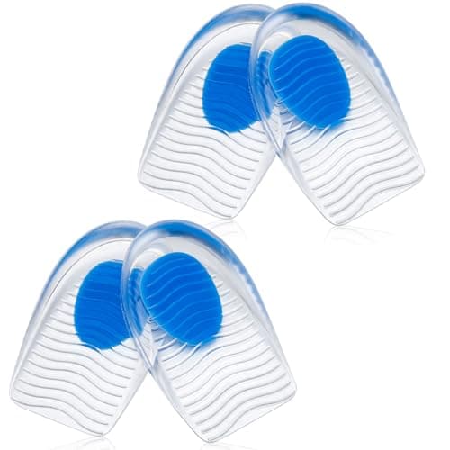 Silicone Heel Pads for Heel Pain Relief (4 Pairs, Small/Medium) for Men and Women — Large(Ripple)-2Pairs