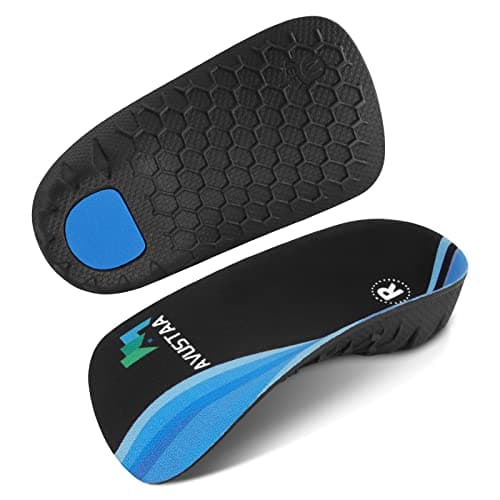 High Arch Support Insoles for Flat Feet, Overpronation, Plantar Fasciitis Relief, Men Women Shoes, Black and Blue