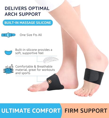 HiRui Adjustable Arch Supports (Pair) for Plantar Fasciitis, Flat Feet, High & Fallen Arches, Black