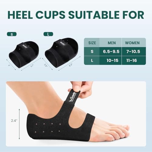 Welnove Plantar Fasciitis Heel Cups - Arch Support, Heel Pain Relief for Shoes
