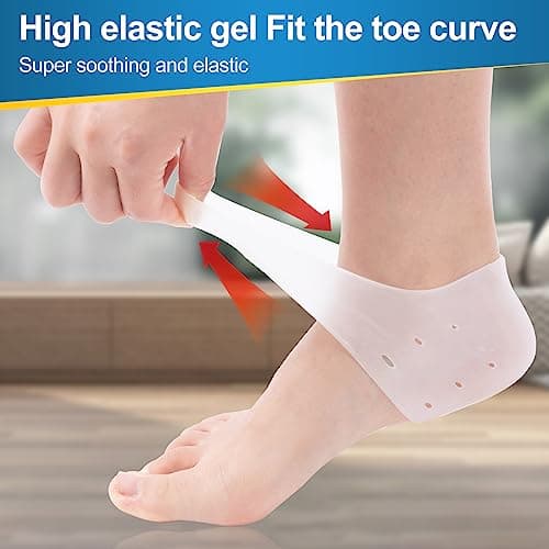 Blue and White Silicone Heel Cups for Foot Pain, Cracked Heels & Support