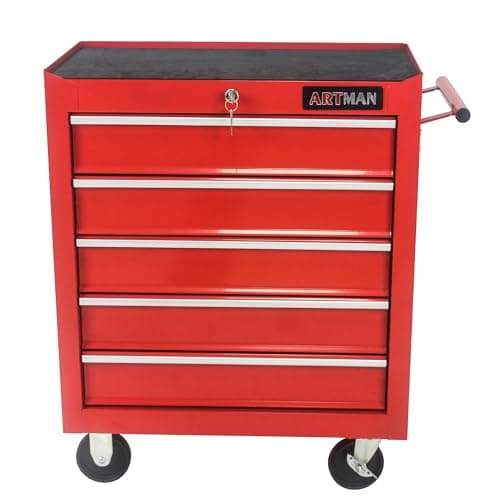 Compact Multifunctional Tool Cart with 5 Drawers and Wheels for Efficient Organization