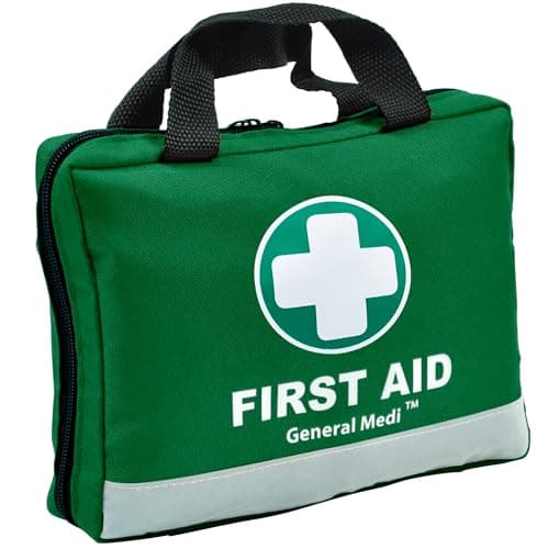 General Medi First Aid Kit - 309 Pieces, Reflective Bag, Bandages, Moleskin, Emergency Blanket — Green