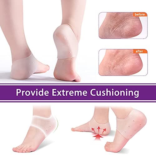 Silicone Gel Heel Protectors, 4 Pairs for Blister Prevention & Pain Relief