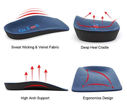 Dr. Foot's 3/4 Orthotics Insoles for Over-Pronation and Fallen Arches - 1 Pair (S - W7-8.5 | M5.5-7)
