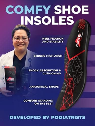Anti-Fatigue Plantar Fasciitis Shoe Insoles - High Arch Support & Orthotics for Men & Women