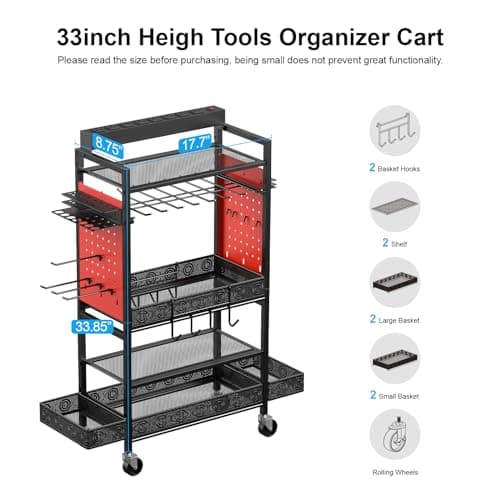 CCCEI Red Floor Standing Tool Organizer with Charging Station