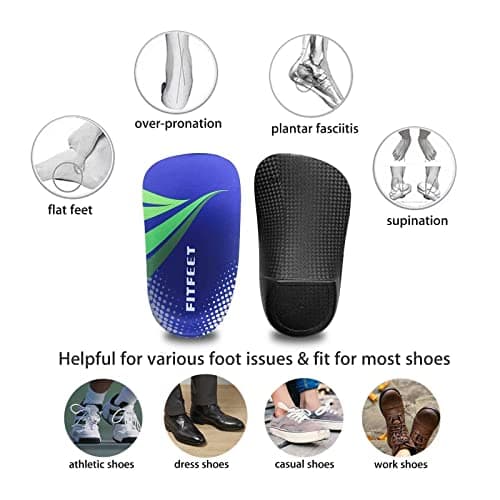 Rigid Arch Support Insoles for Flat Feet & Over-Pronation, Plantar Fasciitis Relief M