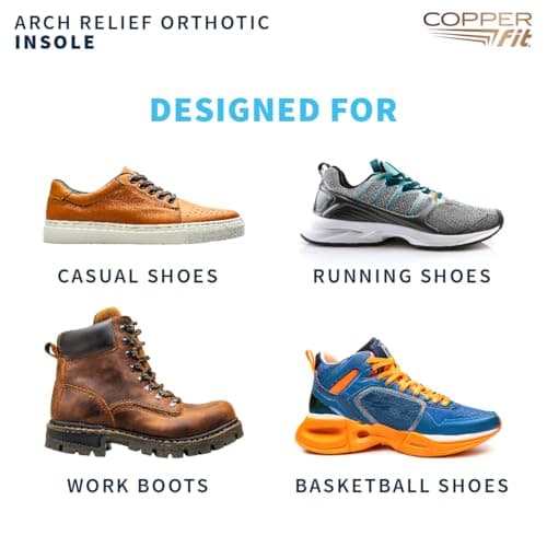 Copper Fit Arch Relief Orthotics for Plantar Fasciitis and Flat Feet