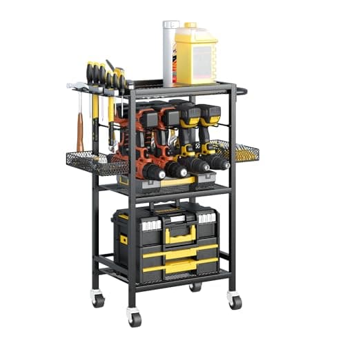 Heavy Duty Power Tool Organizer Cart with Wheels for Workshop and Outdoors