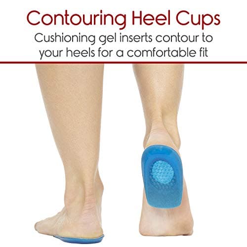 Vive Envelop Gel Heel Cups - Foot Pain Relief for Men & Women - Shoe Inserts Support Bone Spur, Plantar Fasciitis