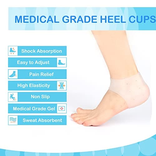 Gel Heel Cups for Men & Women, Breathable Heel Protectors for Foot Conditions